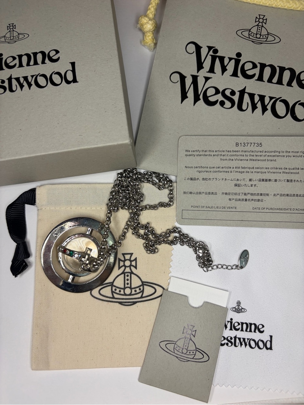 Authentic Vivienne Westwood Silver Giant Orb Necklace accessory w/ Packaging - Picture 5 of 8